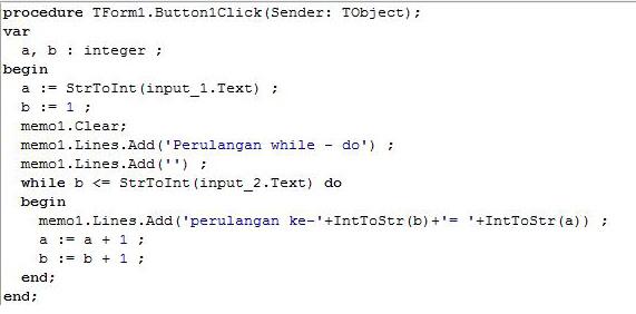 Contoh Program Pascal Perulangan While Do