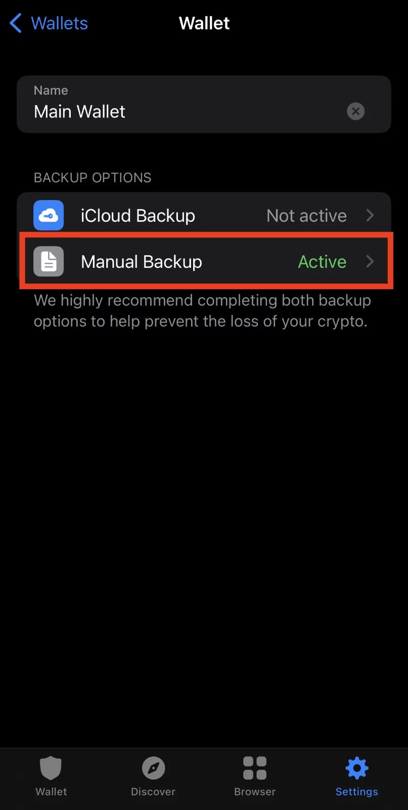 Step 4. Select Manual Backup