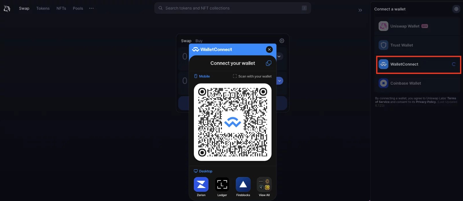 Step 2. Connect on the Platform with WalletConnect
