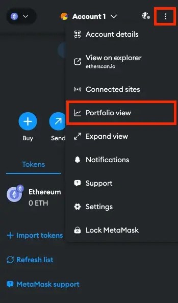 Step 1. Access MetaMask Portfolio from Your MetaMask Extension