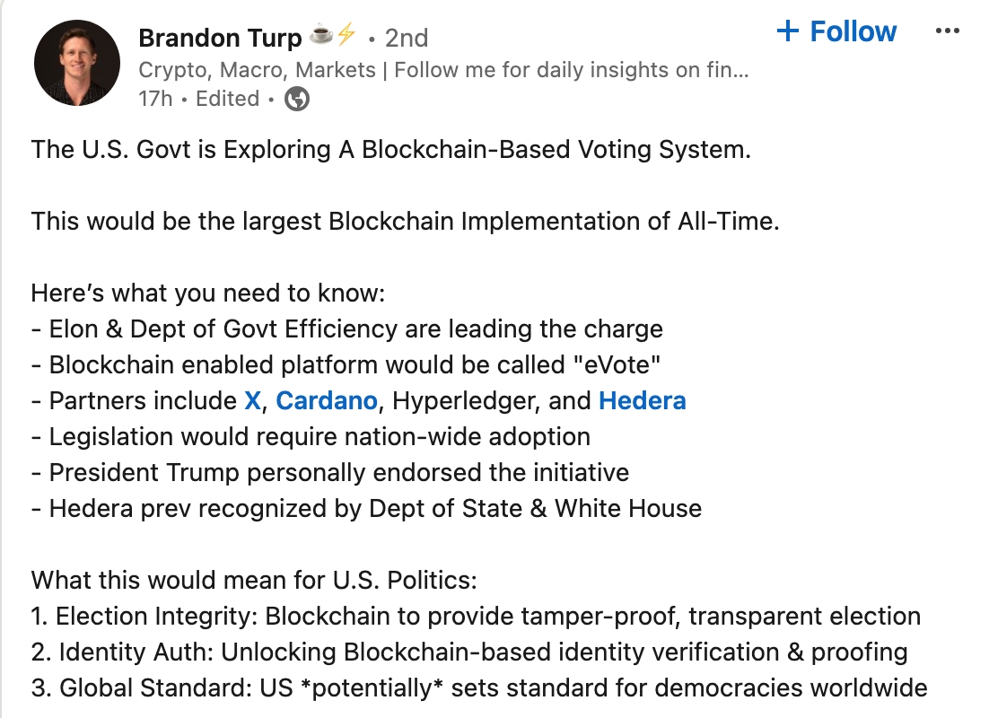 Cardano Role in US Voting