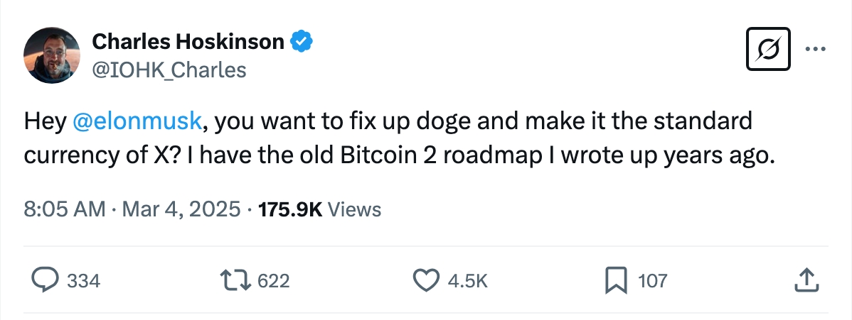 Hoskinson Elon Musk X Post