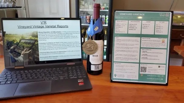 Vineyard Vintage report on laptop