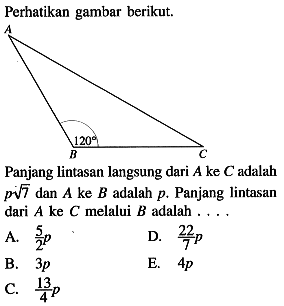 Perhatikan gambar berikut.Panjang lintasan langsung dari &hellip;