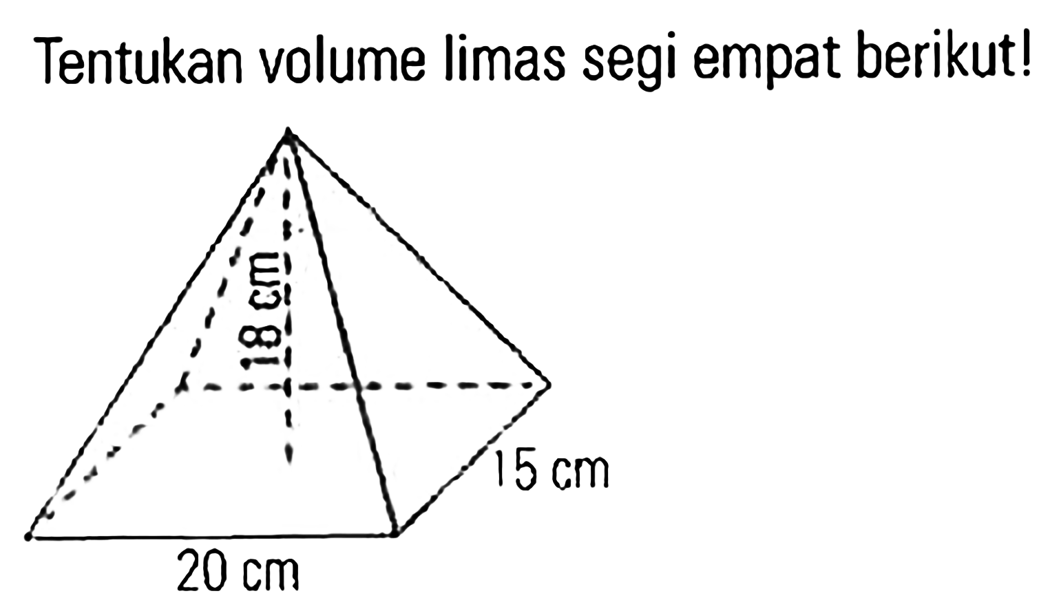 Seperti pada pembahasan di awal bahwa bentuk alas limas dapat beranekan ragam, sehingga untuk mencari luas alas limas . Tentukan Volume Limas Segi Empat Berikut