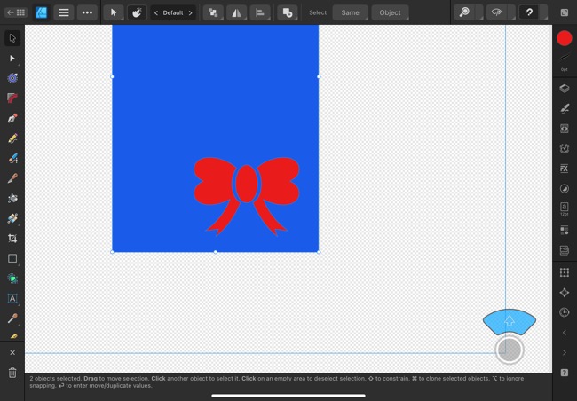 Image showing the placement of the bow before it was sliced from the tag background.