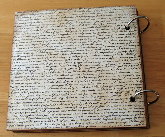 Back cover of today's Flashback Friday File Folder Mini Album made with file folders are 7Gypsies pattern paper.