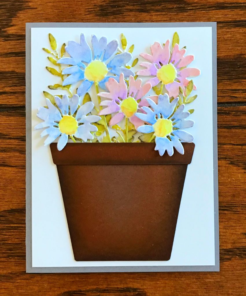 Photo of the finished card for today’s Spring Flower Bouquet Card With Free SVG File Post. 