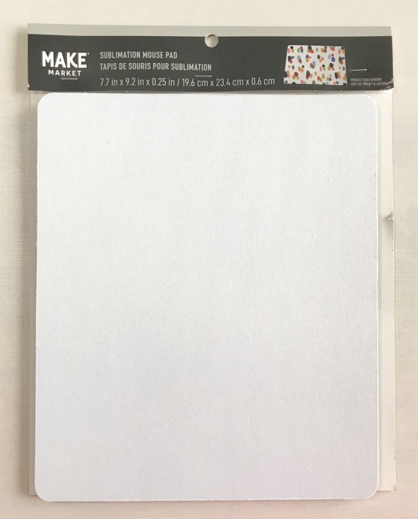 Photo of the Make Market sublimation ready mouse pad used in todayโs How To Sublimate A Mouse Pad post.