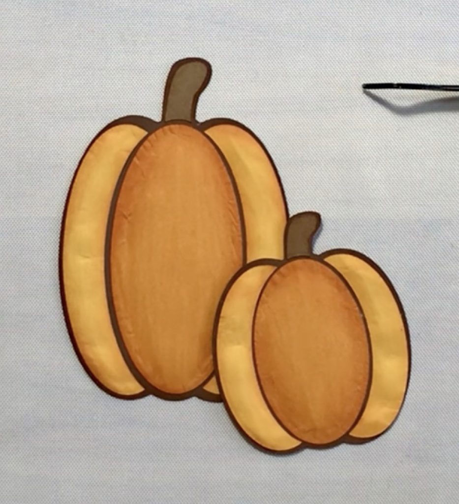 Photo of the finished pumpkins used in today's Make a Fall Inspired Busted Canvas With Me post.