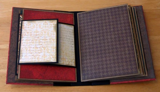 Photo of pages 4 and 5 of today's mini album with the page flips closed.