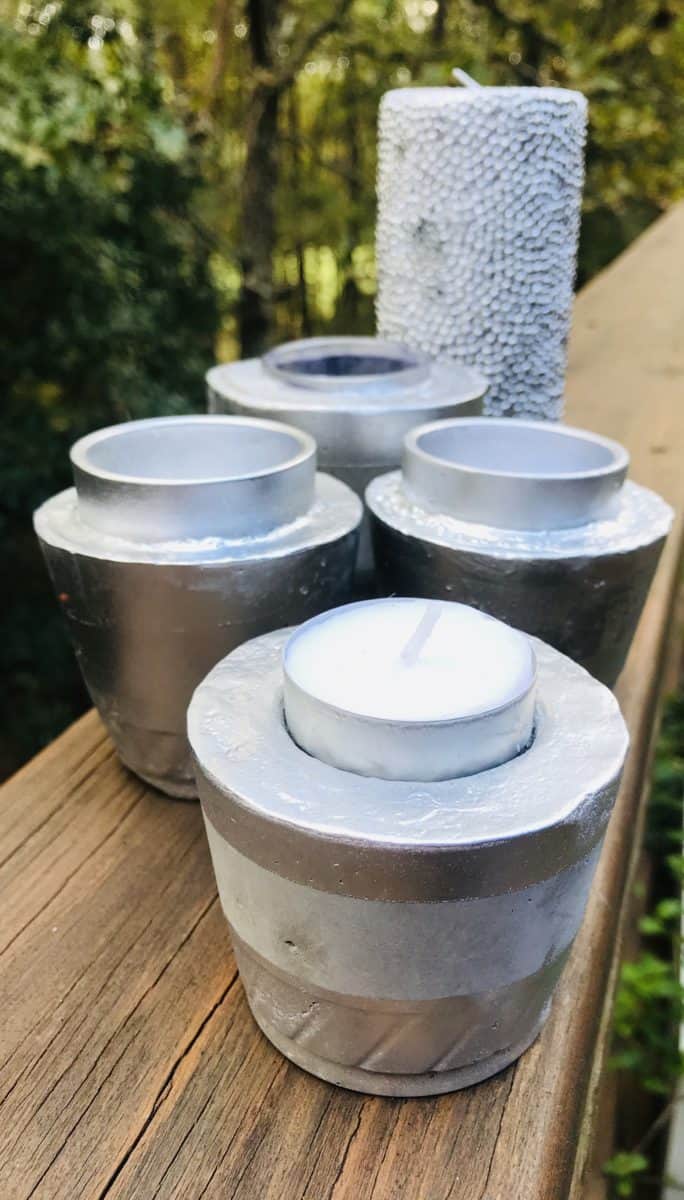 tea candle holders made with concrete 