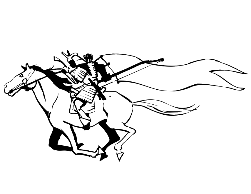 Jeux de gestion de temps. Horse Coloring Page Samurai Charging On Horseback Coloring Home