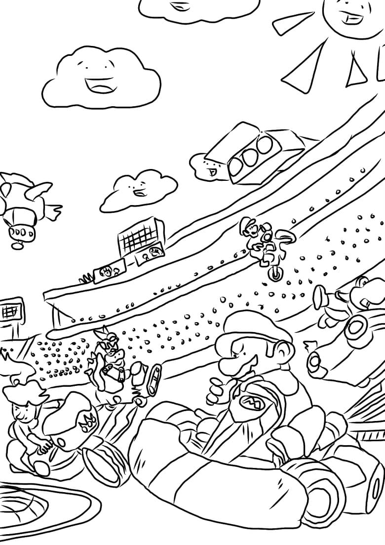 super mario racing game coloring page free printable coloring pages for kids