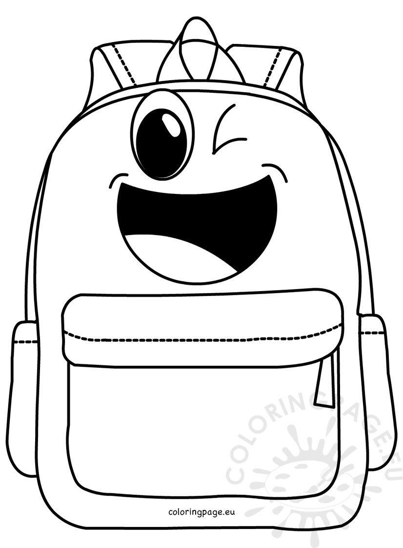 Free printable backpack coloring pages for kids of all ages. Cartoon School Backpack Coloring Page