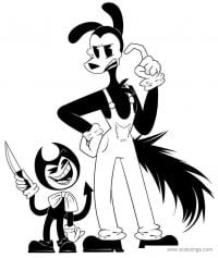 Download and print free bendy with the ink covered his face bring bow tie from bendy and the ink machine coloring pages. Bendy Animatronic Split In Half Between The Torso And Legs Based Bendy And The Ink Machine Coloring Pages Bendy Coloring Pages Coloring Pages For Kids And Adults