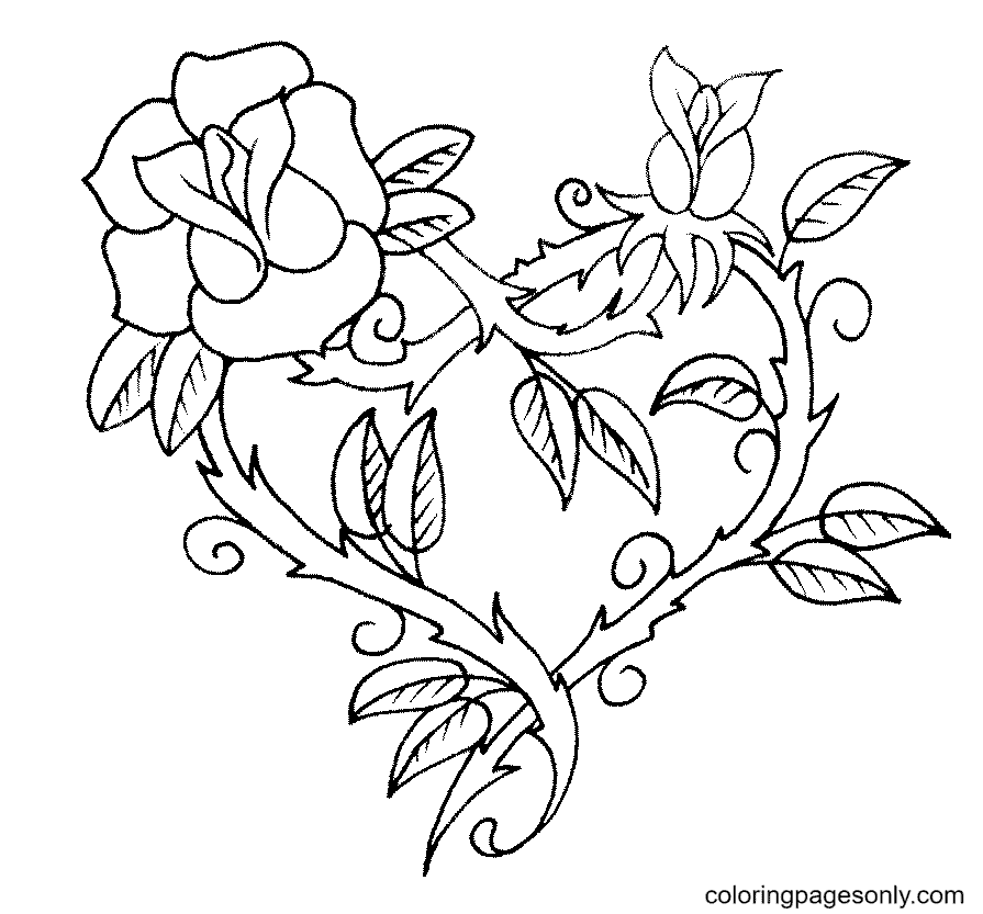 Select from 51619 printable crafts of cartoons, nature, animals, bible and many more. Roses Heart For Valentine S Day Coloring Pages Heart Coloring Pages Coloring Pages For Kids And Adults