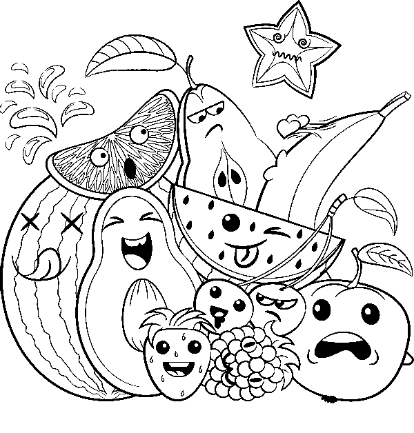 Fruits from a to z. Fruit Coloring Pages Fruit Coloring Pages Coloring Pages For Kids And Adults