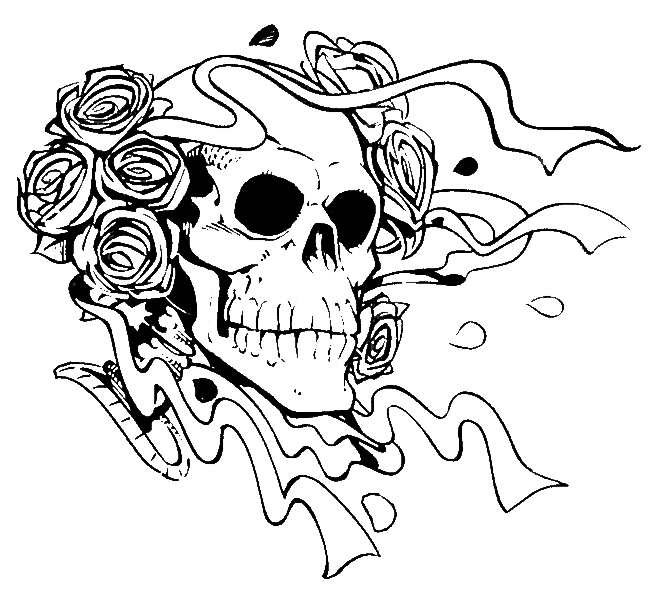 scary skull with roses coloring pages skull coloring pages coloring pages for kids and adults
