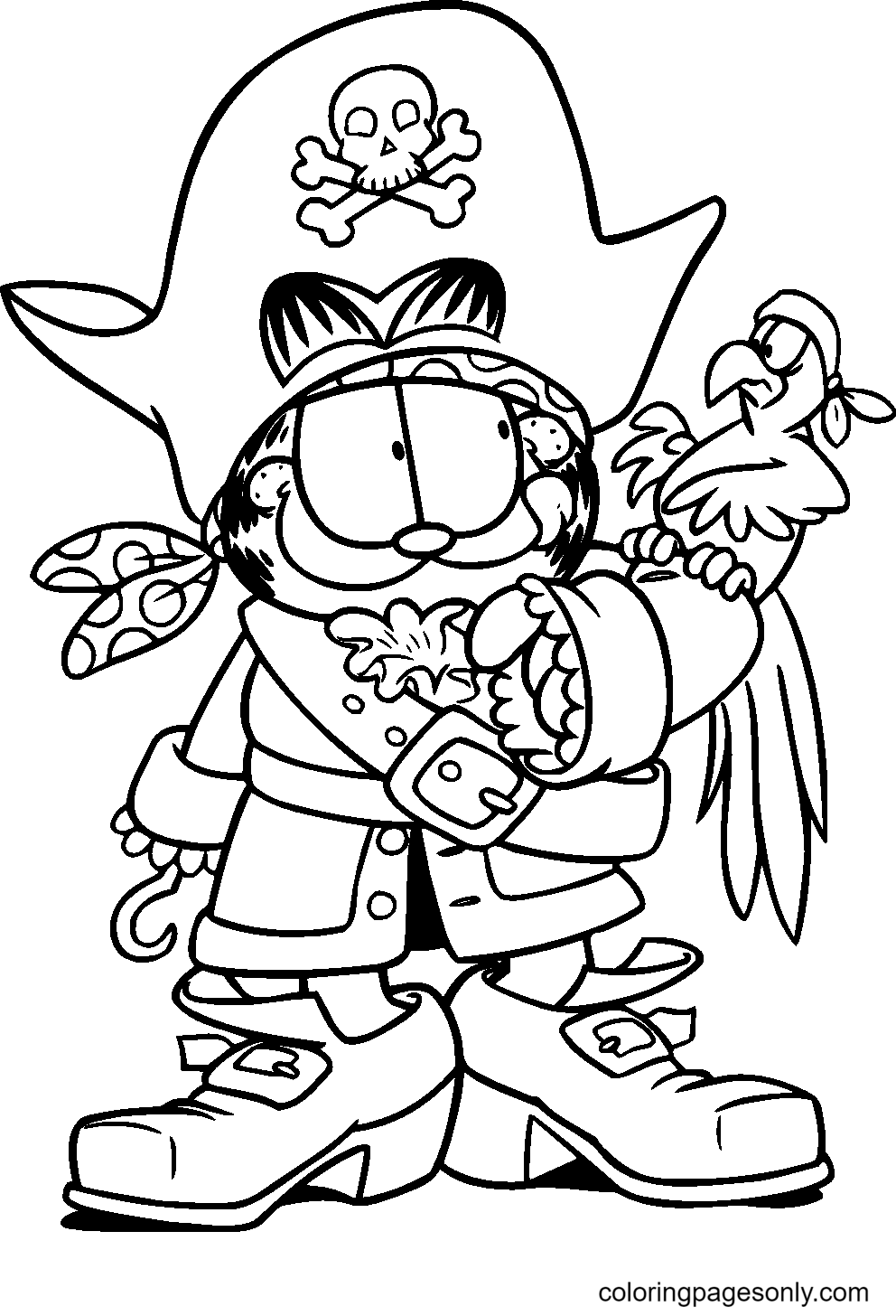 Print and download your favorite coloring pages to color for hours! Pirates Garfield With Parrot Coloring Pages Garfield Coloring Pages Coloring Pages For Kids And Adults