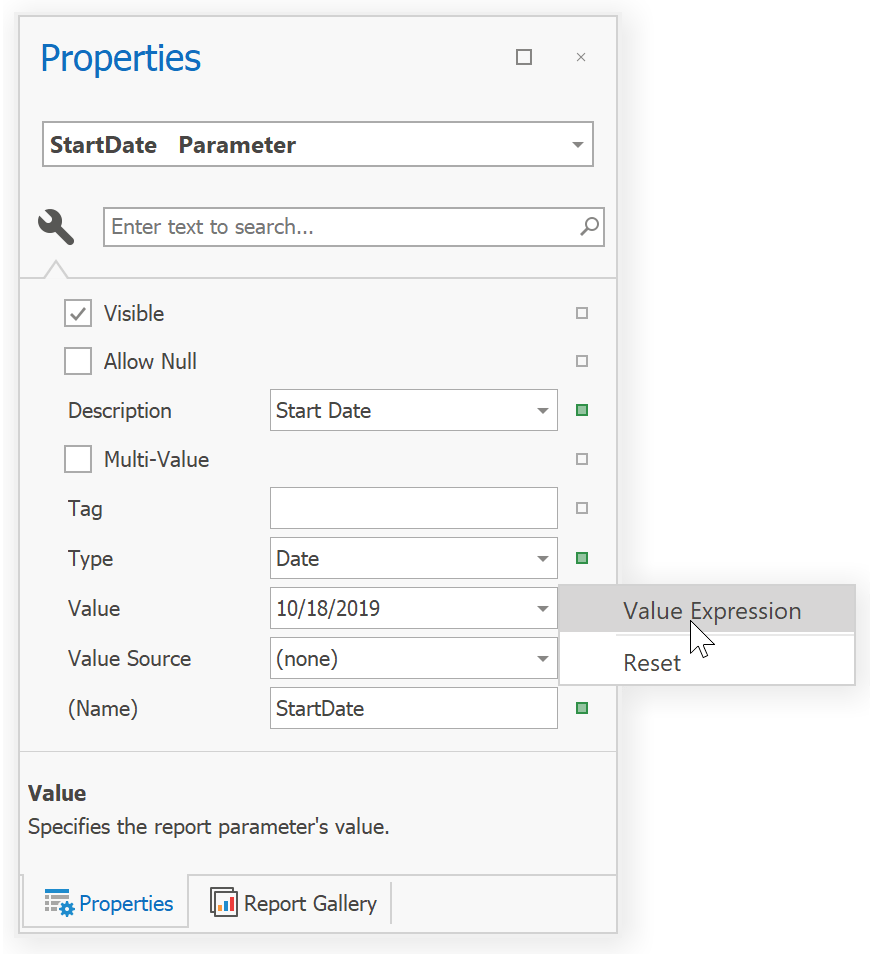 Limit affecting how something can be done. Reporting Parameter Enhancements V19 2
