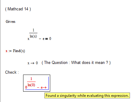 x^(1/ln(x)) - e = 0 . Find x . - PTC Community