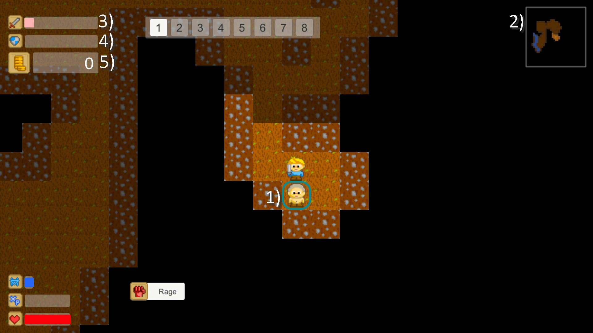 Interactable, NPCs, bonuses and minimap