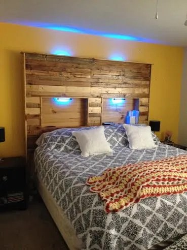 Shop birch lane for farmhouse & traditional headboards, in the comfort of your home. pallet headboard with lights 5 steps