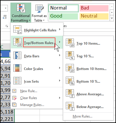 How do i return the value in the (d50) cell to a different cell (b2). Highlight Top Or Bottom Values In Excel List Contextures Blog