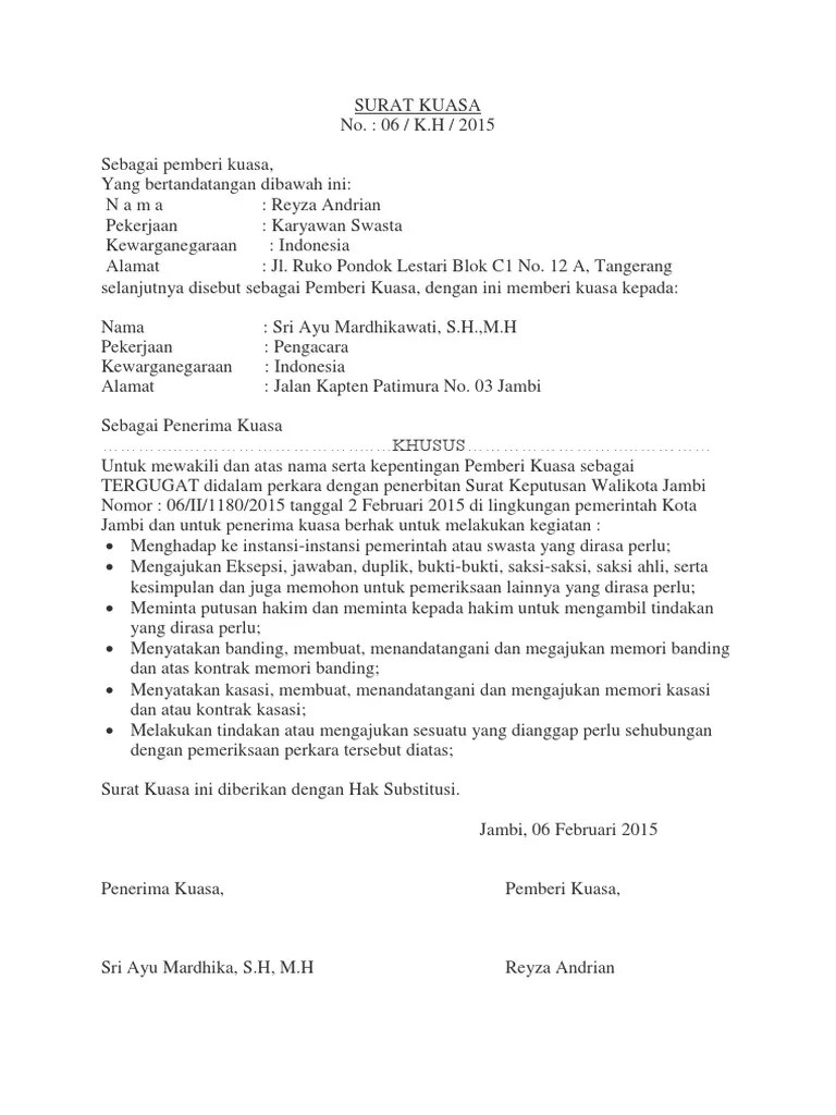 Contoh format gugatan & surat kuasa khusus. Contoh Surat Kuasa Khusus Ptun Kumpulan Contoh Surat Dan Soal Terlengkap