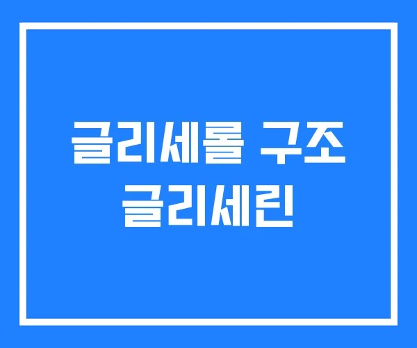 글리세롤 구조 글리세린
