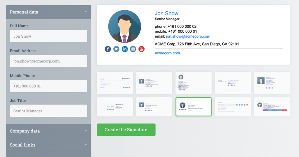 Now with several free email signature designs available online, you can create the perfect html signature design template for yourself. Email Signature Template Generator Convertful