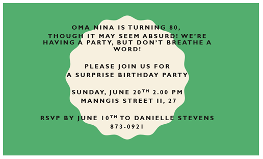 The question is based on the following invitation&hellip;.