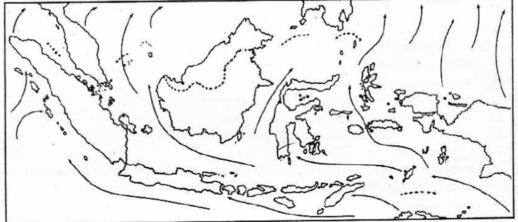 Wilayah yang mengalami musim kemarau sesuai arah a&hellip;