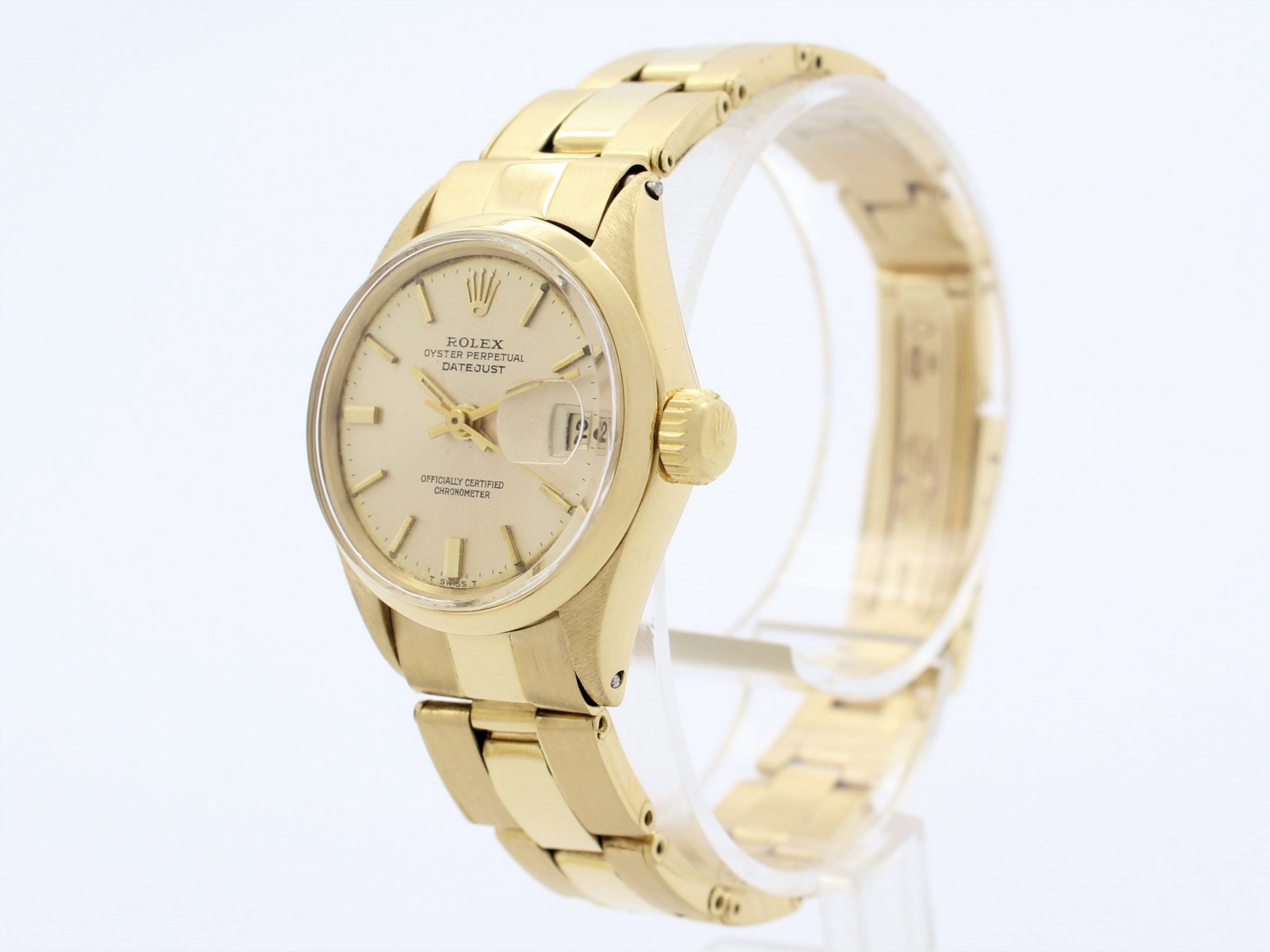 Rolex Oyster Perpetual Datejust Automatic Full 18k Gold Ladies Ref 6516 Corello