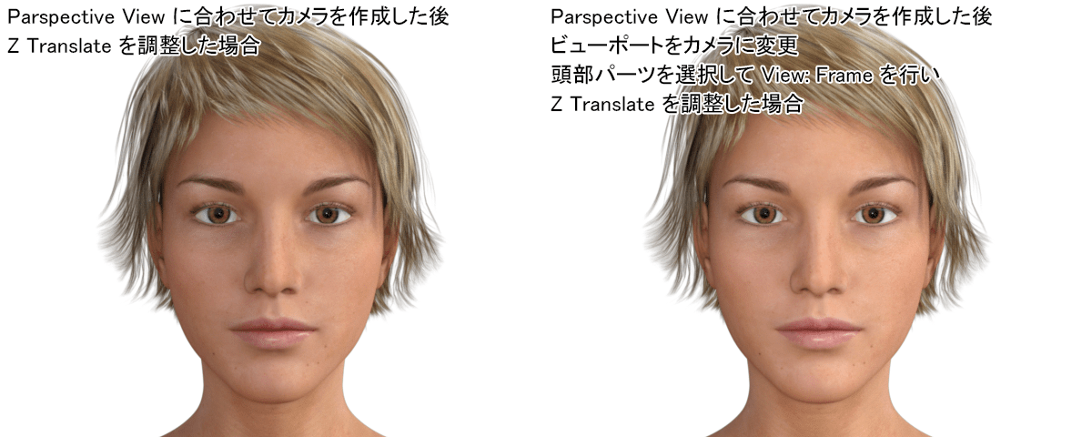 Daz Studio カメラの画角を変えて顔の見え方を確認してみる Corevale コアベイル ただいまゲーム制作中