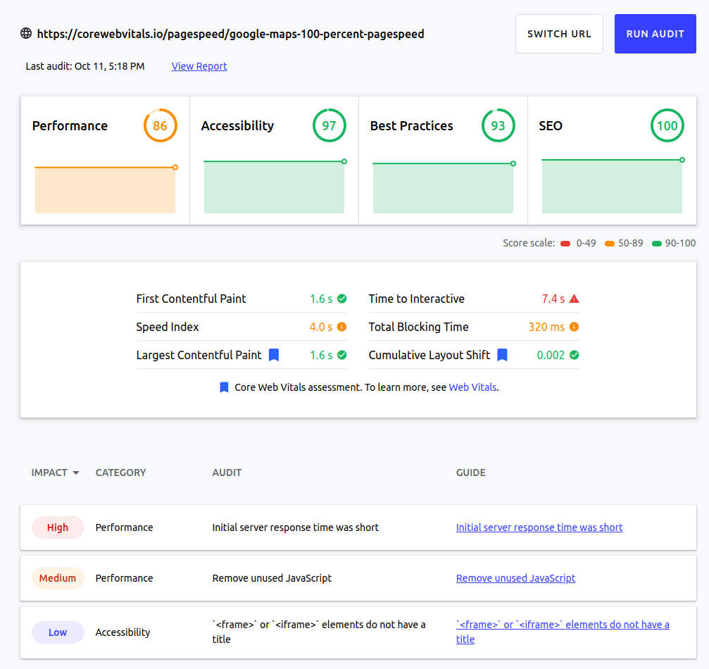 Google maps is one navigational tool that will help you get where you need to go. Google Maps 100 Pagespeed