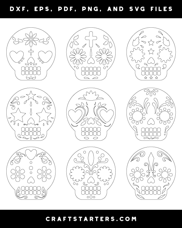 Break out your top hats and monocles; . Cute Sugar Skull Outline Patterns Dfx Eps Pdf Png And Svg Cut Files
