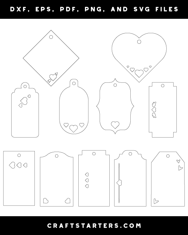 Get ready for valentine's day with these sweet valentine's day projects using the cricut or other cutting machine! Valentine Gift Tag Outline Patterns Dfx Eps Pdf Png And Svg Cut Files