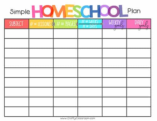 homeschool schedule archives the crafty classroom