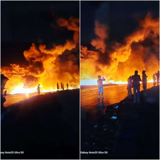 إب: انقلاب شاحنة محملة بالديزل يثير حريقًا