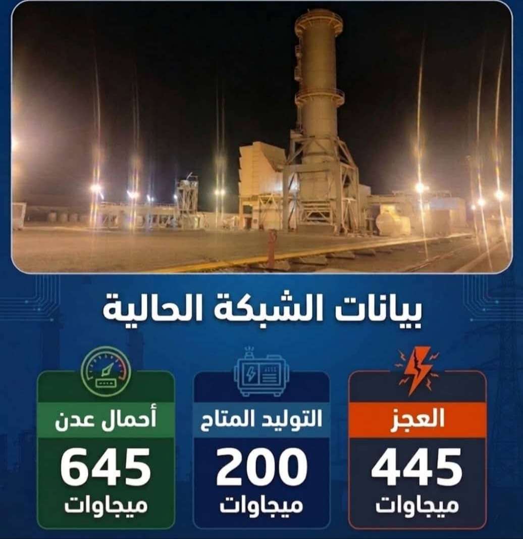 تحديث جديد بخصوص ساعات تشغيل الكهرباء خلال ساعات الليل في عدن