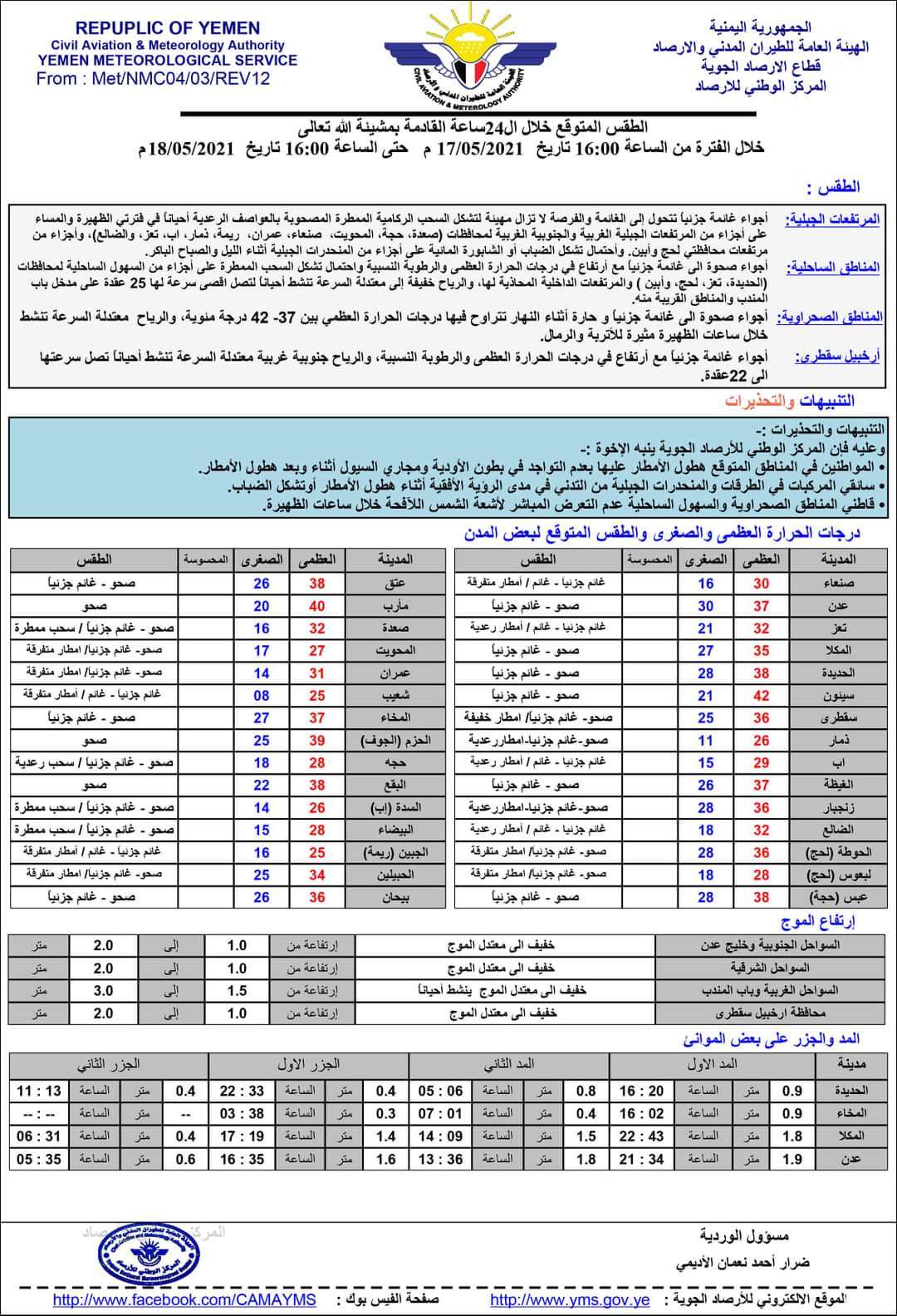 تعرف على حالة الطقس بالمحافظات اليمنية اليوم