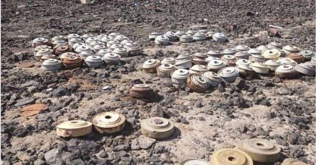انتزاع 85 لغما من مخلفات جماعة الحوثي في باب المندب