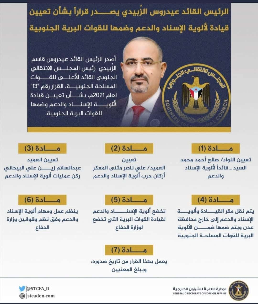اول تعليق للعميد المشوشي على قرارات الزبيدي ماذا قال؟