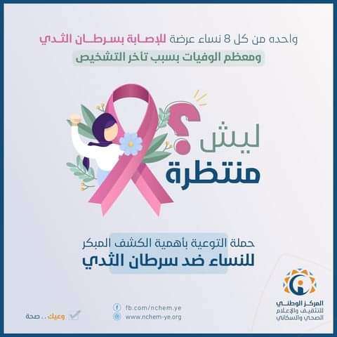 بمناسبة شهر أكتوبر .. المركز الوطني للتثقيف الصحي يطلق حملة توعية لتشجيع النساء على إجراء الفحص المبكر لسرطان الثدي