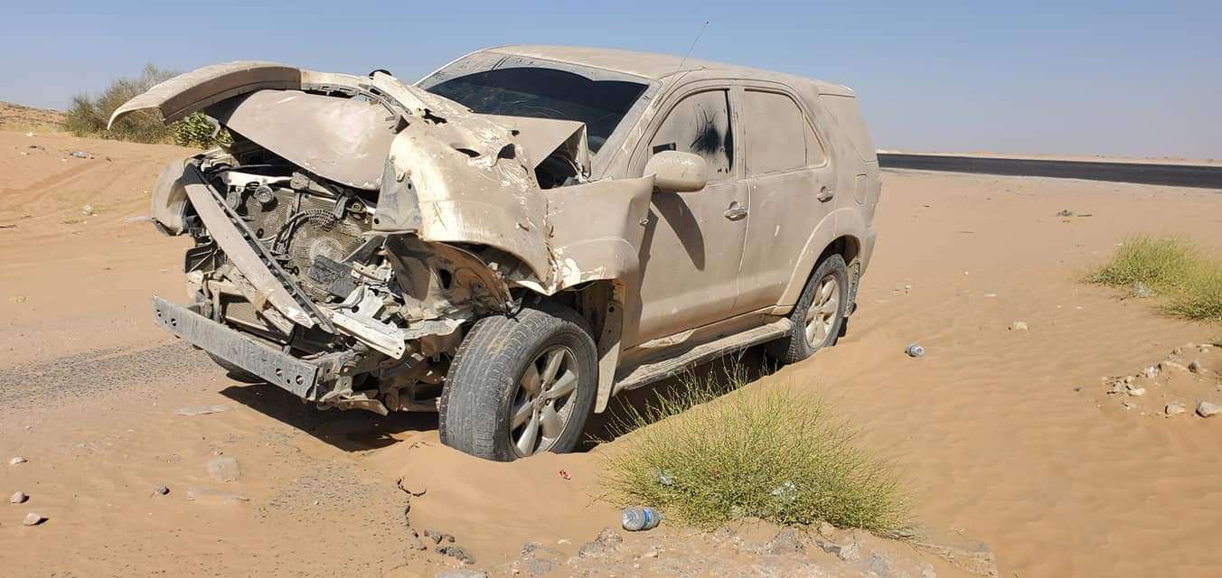 حادث مروري كاد يودي بحياة مدير اعلام مأرب(صور)