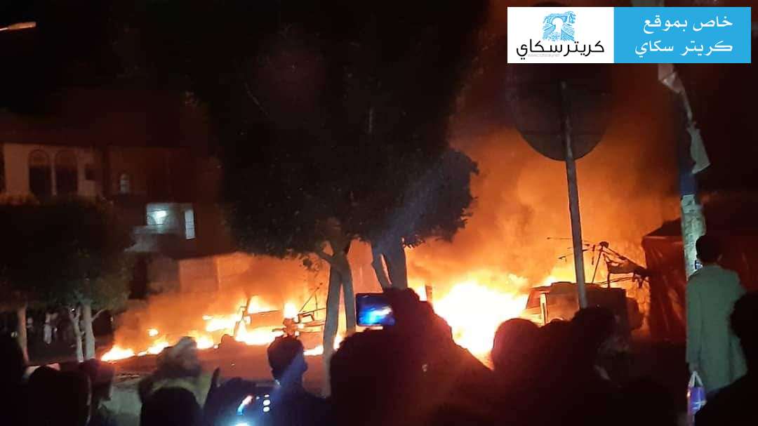 شاهد حريق هائل في اب ( تفاصيل +صورة أولية)
