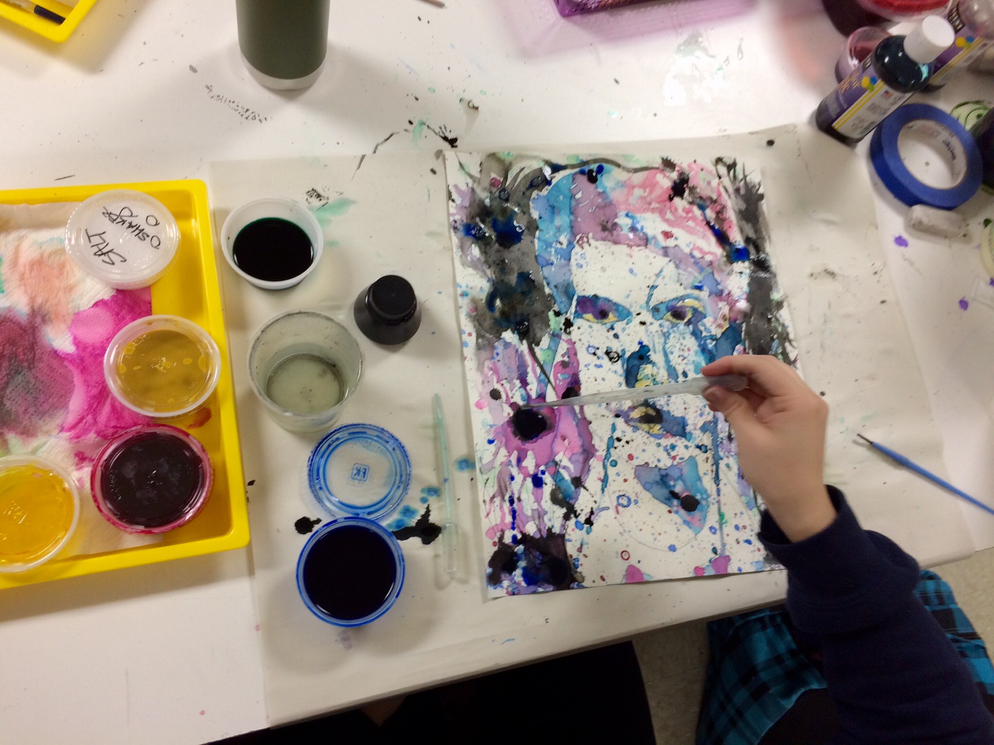 Watercolor Pouring and Masking Portrait Art Lesson Create Art with ME