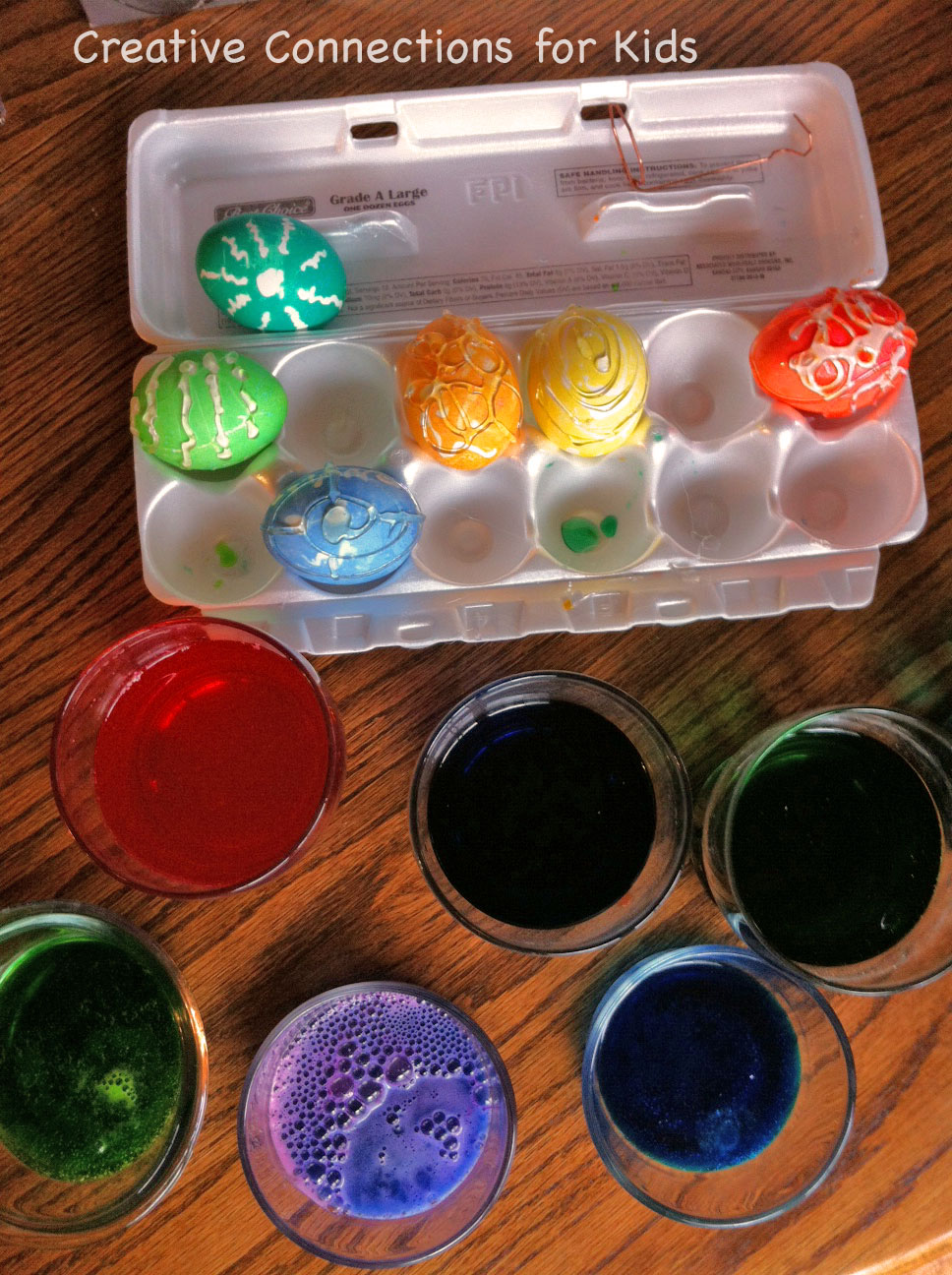 Hot Glue + Color = Beautiful Easter Eggs